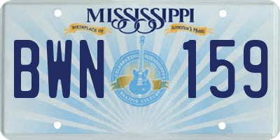 MS license plate BWN159