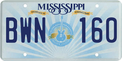 MS license plate BWN160