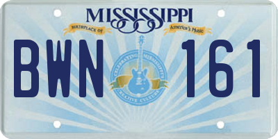 MS license plate BWN161