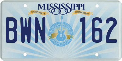 MS license plate BWN162