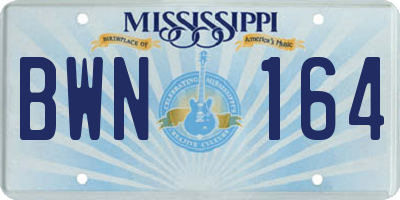MS license plate BWN164