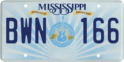 MS license plate BWN166