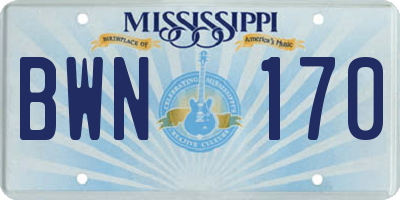 MS license plate BWN170