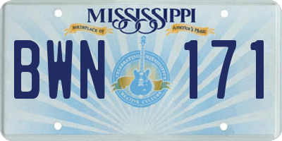 MS license plate BWN171