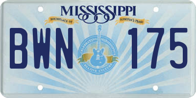 MS license plate BWN175