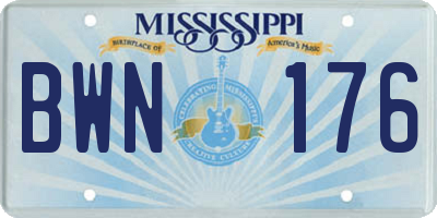 MS license plate BWN176