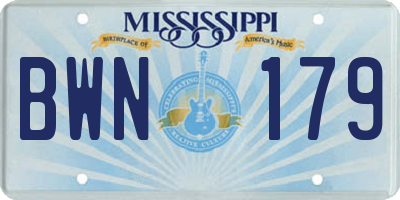 MS license plate BWN179