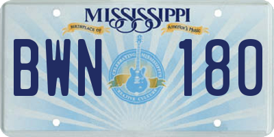 MS license plate BWN180
