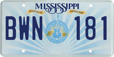 MS license plate BWN181