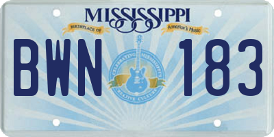MS license plate BWN183