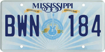MS license plate BWN184