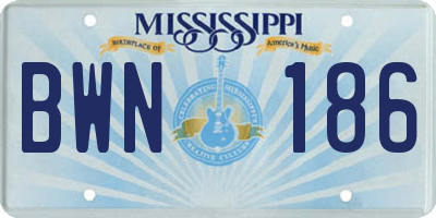 MS license plate BWN186
