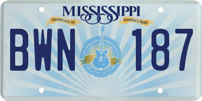 MS license plate BWN187