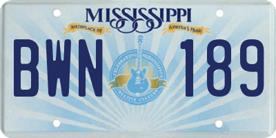 MS license plate BWN189