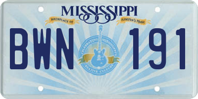 MS license plate BWN191