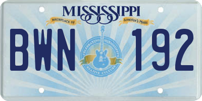MS license plate BWN192