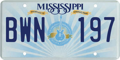 MS license plate BWN197