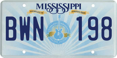 MS license plate BWN198
