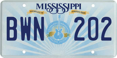 MS license plate BWN202