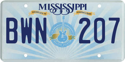 MS license plate BWN207