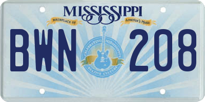 MS license plate BWN208