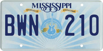 MS license plate BWN210