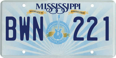 MS license plate BWN221