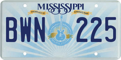 MS license plate BWN225