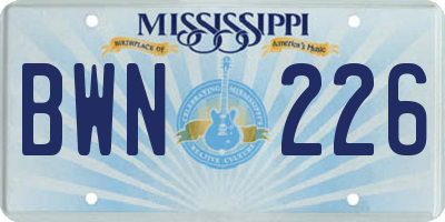 MS license plate BWN226