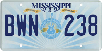 MS license plate BWN238