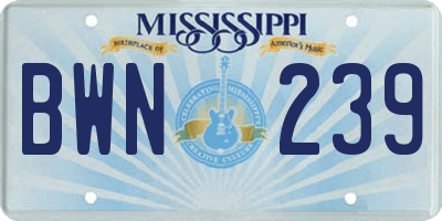 MS license plate BWN239
