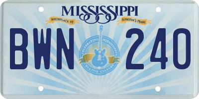 MS license plate BWN240