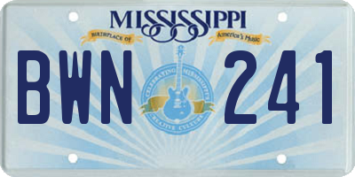 MS license plate BWN241