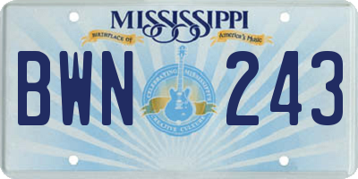 MS license plate BWN243