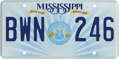 MS license plate BWN246