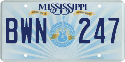 MS license plate BWN247