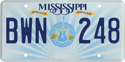 MS license plate BWN248