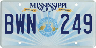 MS license plate BWN249