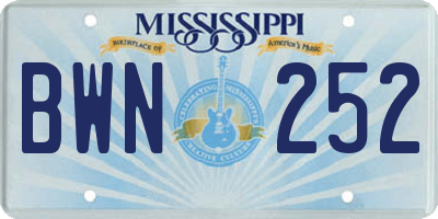 MS license plate BWN252