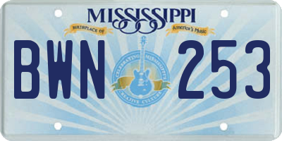 MS license plate BWN253