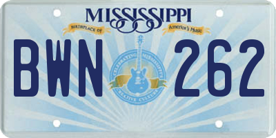 MS license plate BWN262