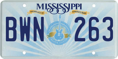 MS license plate BWN263