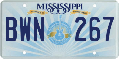 MS license plate BWN267
