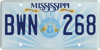 MS license plate BWN268