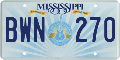 MS license plate BWN270