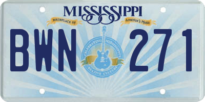 MS license plate BWN271