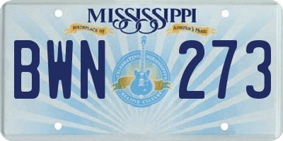 MS license plate BWN273