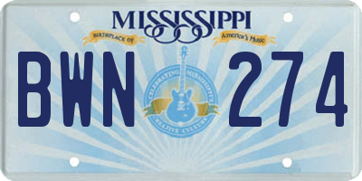 MS license plate BWN274
