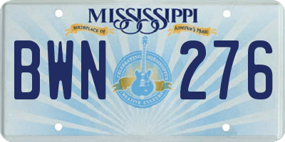 MS license plate BWN276