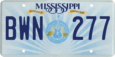 MS license plate BWN277